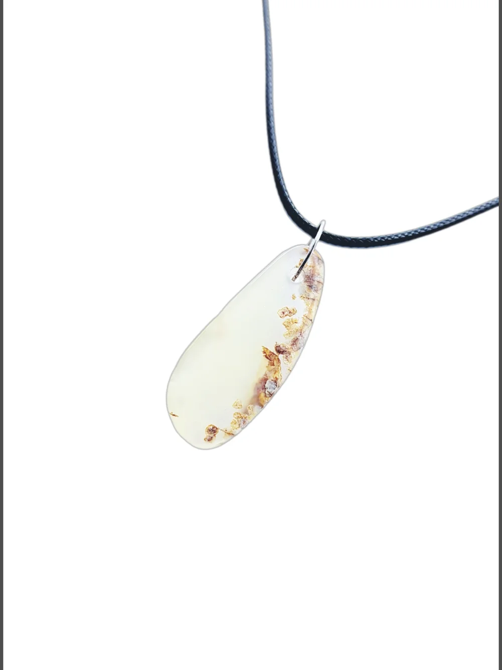 Glass Pendant w/ Natural Brown Inclusions & Cord Necklace NWOT